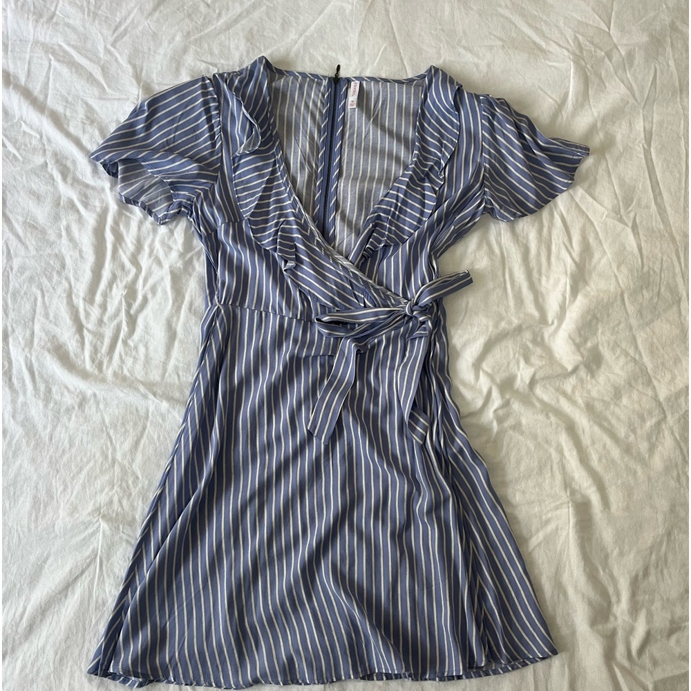 Blue and white stripped dress